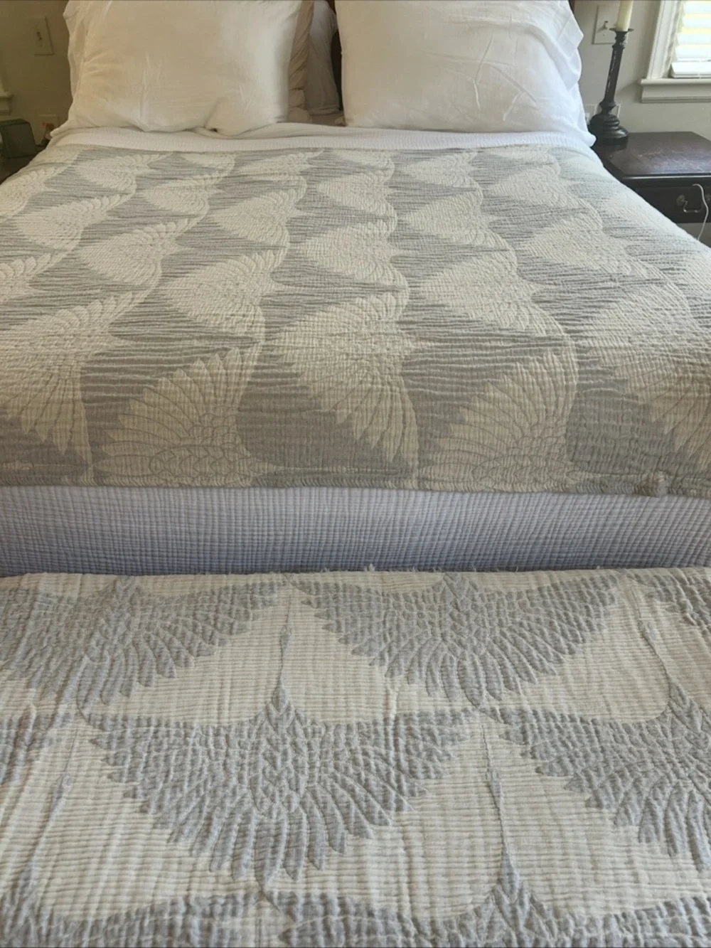 Modern Woven Throw Wedding Silver Gray + White Feathered Flock Jacquard Cotton